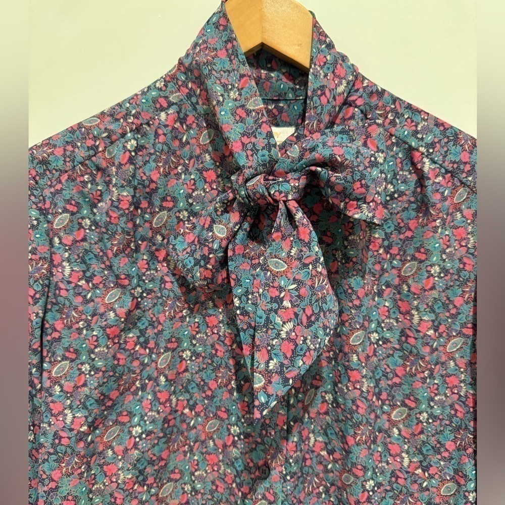 Pendleton Women's 100% Poly Floral Blouse Tie Scarf Button Front Shirt 6P / D - Picture 6 of 10